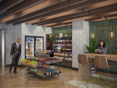 ptwmt workplace breakroom, pantry and micro-markets, workers on lunch break