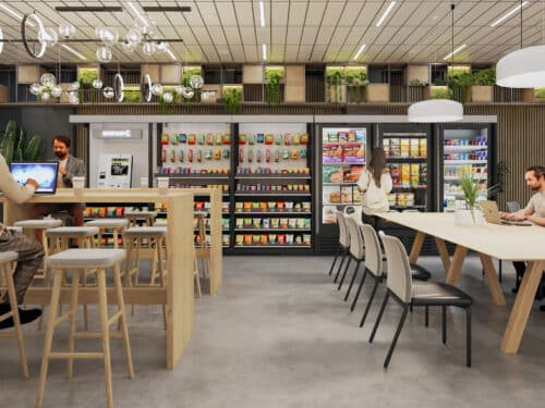 ptwmt breakroom, Avenue C micro market, workers snacking