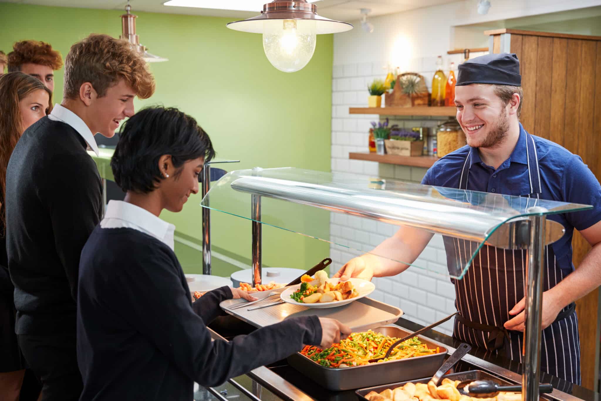 Students at a buffet, ptwmt dining, education setting
